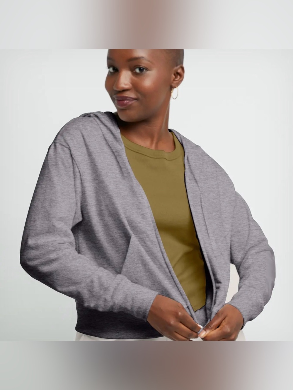 Hanes Woman’s Plus Size 4XL Heather Gray Open-Front Soft Lightweight Hoodie NWT